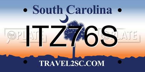 ITZ76S South Carolina License Plate
