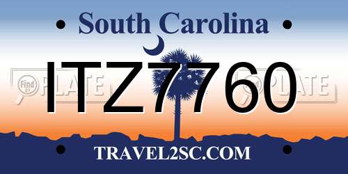 ITZ7760 South Carolina License Plate