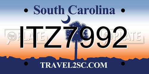 ITZ7992 South Carolina License Plate