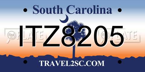 ITZ8205 South Carolina License Plate
