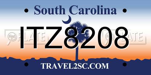 ITZ8208 South Carolina License Plate