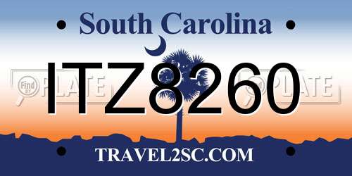 ITZ8260 South Carolina License Plate