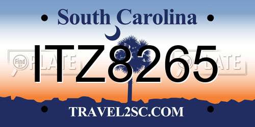 ITZ8265 South Carolina License Plate