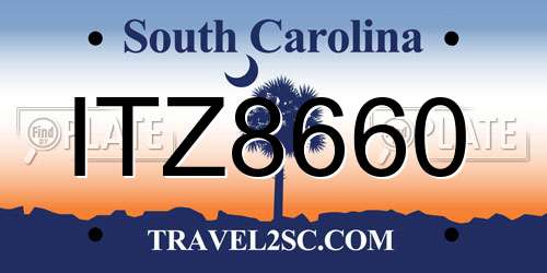 ITZ8660 South Carolina License Plate