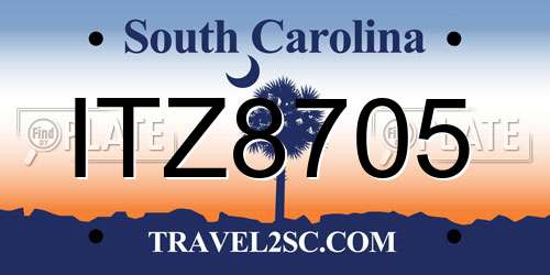 ITZ8705 South Carolina License Plate