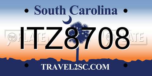 ITZ8708 South Carolina License Plate
