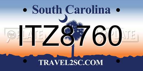 ITZ8760 South Carolina License Plate
