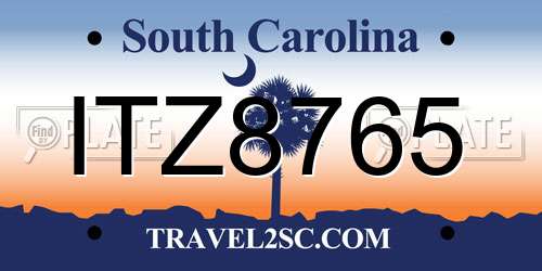 ITZ8765 South Carolina License Plate