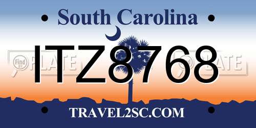 ITZ8768 South Carolina License Plate
