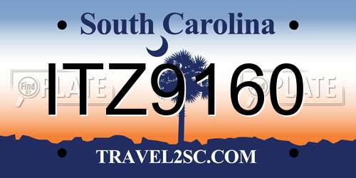 ITZ9160 South Carolina License Plate