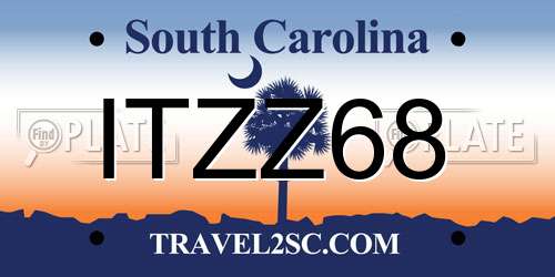 ITZZ68 South Carolina License Plate