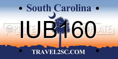 IUB160 South Carolina License Plate