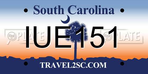 IUE151 South Carolina License Plate