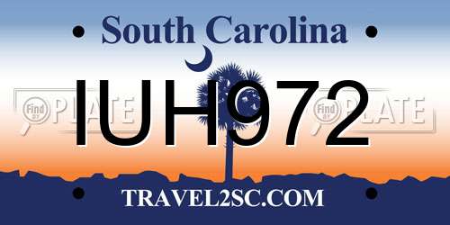 IUH972 South Carolina License Plate