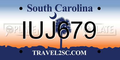 IUJ679 South Carolina License Plate
