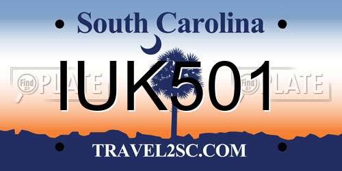 IUK501 South Carolina License Plate