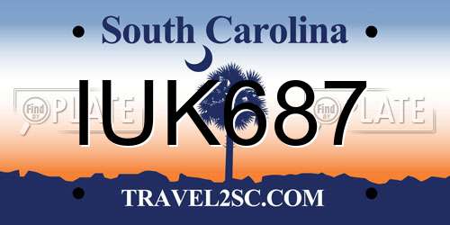IUK687 South Carolina License Plate