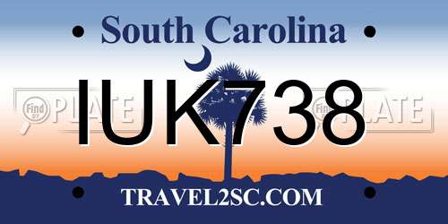 IUK738 South Carolina License Plate