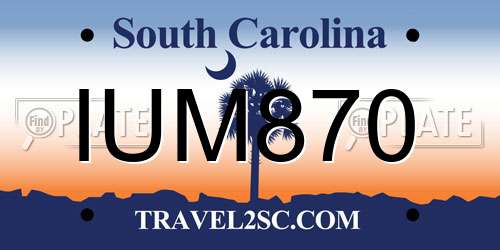IUM870 South Carolina License Plate
