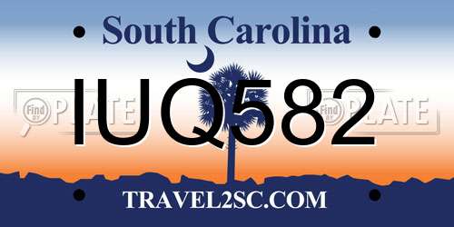 IUQ582 South Carolina License Plate