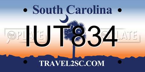 IUT834 South Carolina License Plate
