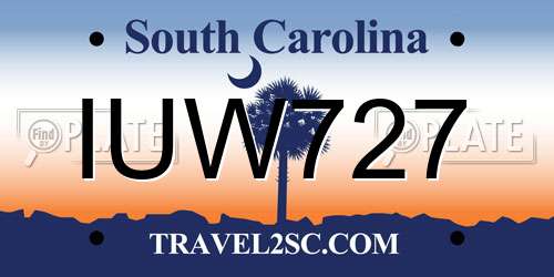 IUW727 South Carolina License Plate