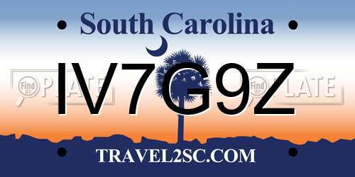 IV7G9Z South Carolina License Plate
