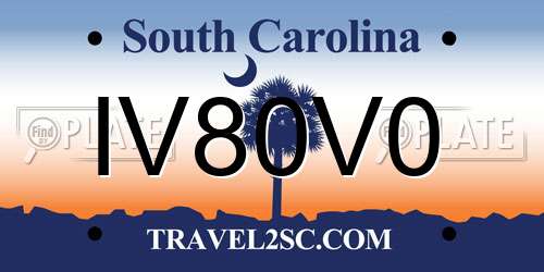 IV80V0 South Carolina License Plate