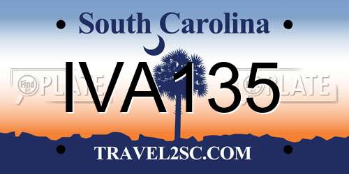 IVA135 South Carolina License Plate