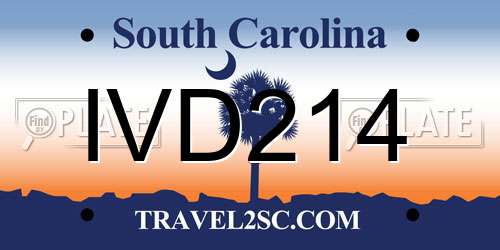 IVD214 South Carolina License Plate