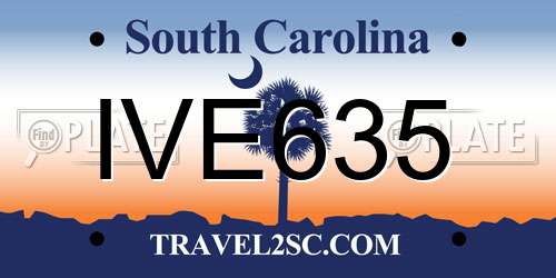 IVE635 South Carolina License Plate
