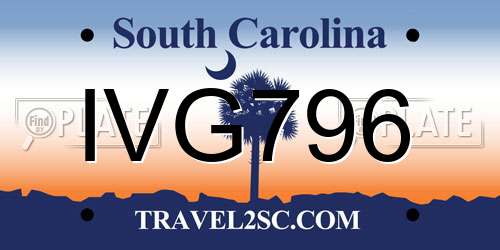 IVG796 South Carolina License Plate