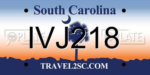 IVJ218 South Carolina License Plate
