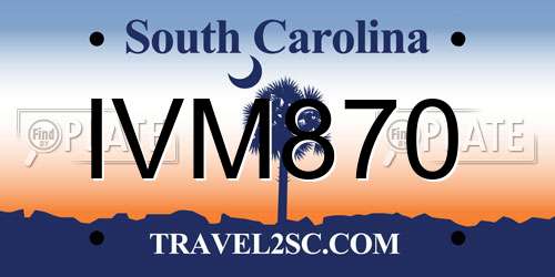 IVM870 South Carolina License Plate
