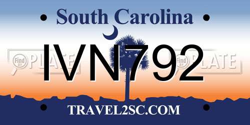 IVN792 South Carolina License Plate