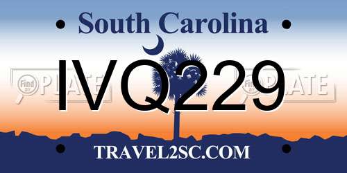 IVQ229 South Carolina License Plate