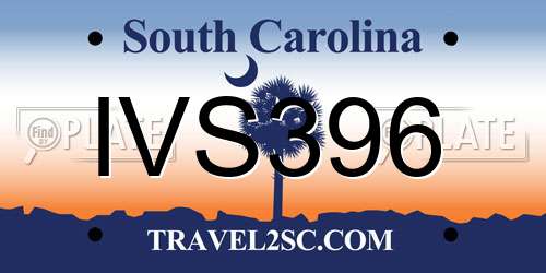 IVS396 South Carolina License Plate