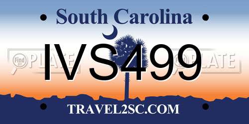IVS499 South Carolina License Plate