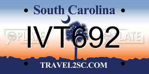 IVT692 South Carolina License Plate