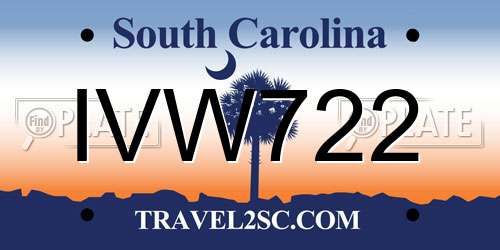 IVW722 South Carolina License Plate