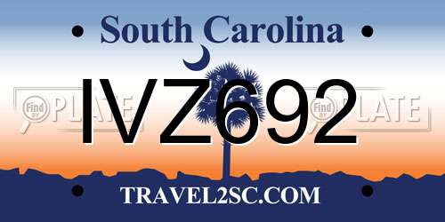 IVZ692 South Carolina License Plate