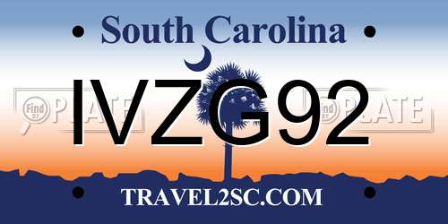 IVZG92 South Carolina License Plate