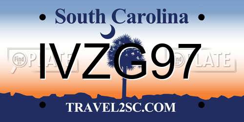 IVZG97 South Carolina License Plate