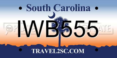 IWB555 South Carolina License Plate