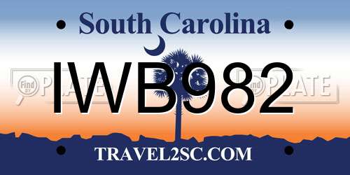 IWB982 South Carolina License Plate