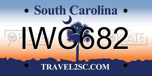 IWC682 South Carolina License Plate