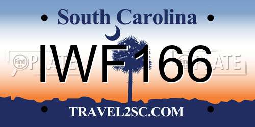 IWF166 South Carolina License Plate
