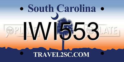 IWI553 South Carolina License Plate