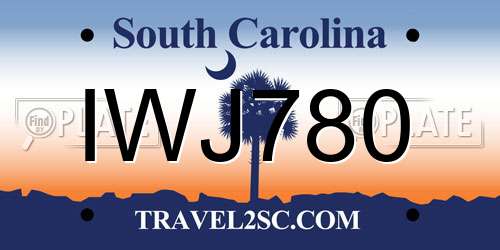 IWJ780 South Carolina License Plate