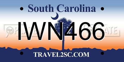 IWN466 South Carolina License Plate